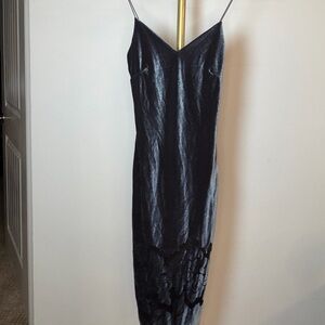 Love Culture Velvet Midi Dress - Dark Gray